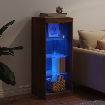 vidaXL Μπουφές με Φώτα LED Καφέ Δρυς 41x37x100cm 1 τεμ.