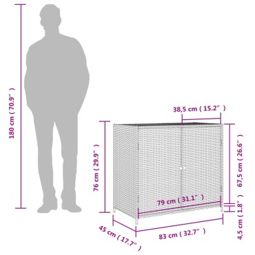 vidaXL Ντουλάπι Αποθήκευσης Κήπου Καφέ 83x45x76cm Συνθετικό Ρατάν