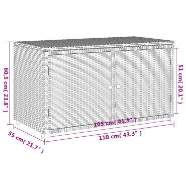 vidaXL Ντουλάπι Αποθήκευσης Κήπου Μαύρο 110x55,5x60,5cm Συνθ. Ρατάν