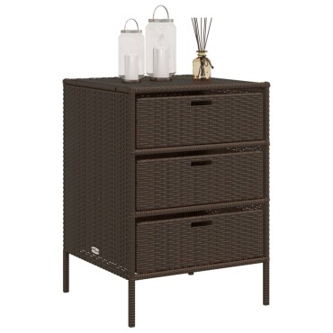 vidaXL Ντουλάπι Αποθήκευσης Κήπου Καφέ 55x59x80cm Συνθετικό Ρατάν