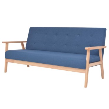 vidaXL Σετ Σαλονιού 2 τεμ. Μπλε Υφασμάτινο 64,5x67x73,5cm  Τριθέσιος