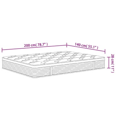 vidaXL Στρώμα με Pocket Springs Μεσαία 140x200cm 1 τεμ. - Διπλό