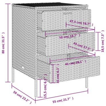 vidaXL Ντουλάπι Αποθήκευσης Κήπου Γκρι 55x59x80cm Συνθετικό Ρατάν