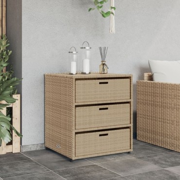 vidaXL Ντουλάπι Αποθήκευσης Κήπου Beige 55x59x69cm Συνθετικό Ρατάν
