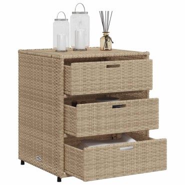 vidaXL Ντουλάπι Αποθήκευσης Κήπου Beige 55x59x69cm Συνθετικό Ρατάν