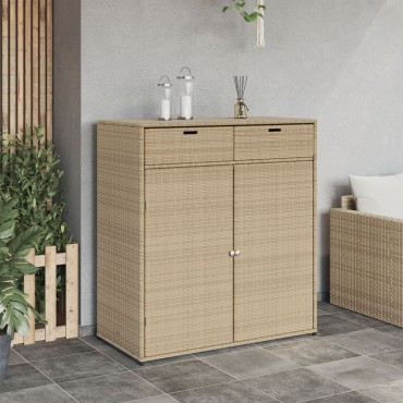 vidaXL Ντουλάπι Αποθήκευσης Κήπου Beige 105x55x113cm Συνθετικό Ρατάν