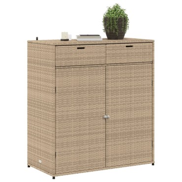 vidaXL Ντουλάπι Αποθήκευσης Κήπου Beige 105x55x113cm Συνθετικό Ρατάν