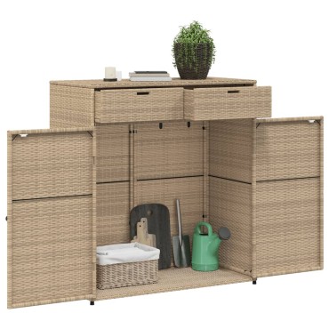 vidaXL Ντουλάπι Αποθήκευσης Κήπου Beige 105x55x113cm Συνθετικό Ρατάν