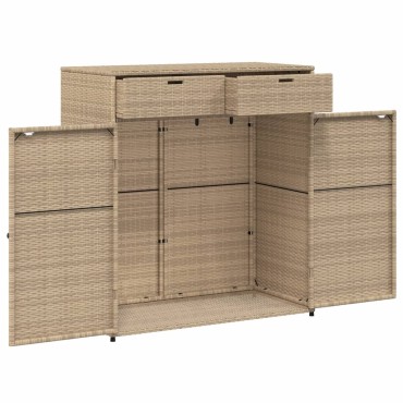 vidaXL Ντουλάπι Αποθήκευσης Κήπου Beige 105x55x113cm Συνθετικό Ρατάν