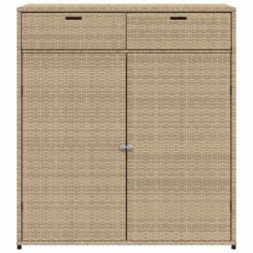 vidaXL Ντουλάπι Αποθήκευσης Κήπου Beige 105x55x113cm Συνθετικό Ρατάν