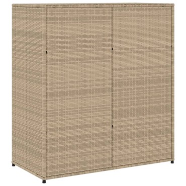 vidaXL Ντουλάπι Αποθήκευσης Κήπου Beige 105x55x113cm Συνθετικό Ρατάν