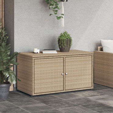 vidaXL Ντουλάπι Αποθήκευσης Κήπου Beige 110x55x60,5cm Συνθετικό Ρατάν