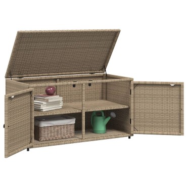 vidaXL Ντουλάπι Αποθήκευσης Κήπου Beige 110x55x60,5cm Συνθετικό Ρατάν