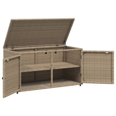 vidaXL Ντουλάπι Αποθήκευσης Κήπου Beige 110x55x60,5cm Συνθετικό Ρατάν