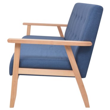 vidaXL Σετ Σαλονιού 3 τεμ. Μπλε Υφασμάτινο 64,5x67x73,5cm  Τριθέσιος