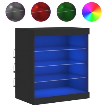 vidaXL Μπουφές με LED Μαύρος 60,5x37x67cm 1 τεμ.