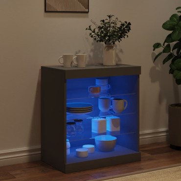 vidaXL Μπουφές με LED Μαύρος 60,5x37x67cm 1 τεμ.