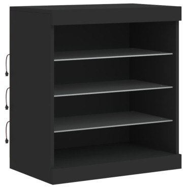 vidaXL Μπουφές με LED Μαύρος 60,5x37x67cm 1 τεμ.
