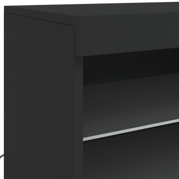 vidaXL Μπουφές με LED Μαύρος 60,5x37x67cm 1 τεμ.