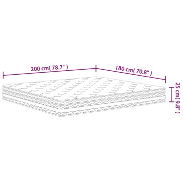 vidaXL Στρώμα με Pocket Springs Μεσαία Σκληρότητα 180x200cm 1 τεμ. - Διπλό