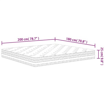 vidaXL Στρώμα με Pocket Springs Μεσαία Σκληρότητα 180x200cm 1 τεμ. - Διπλό