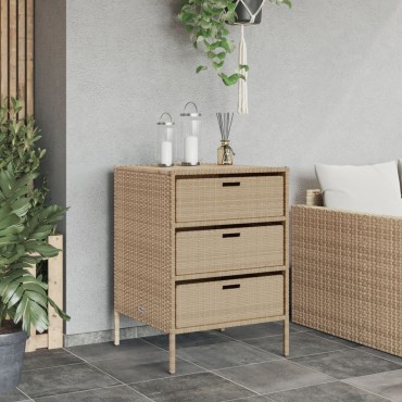 vidaXL Ντουλάπι Αποθήκευσης Κήπου Beige 55x59x80cm Συνθετικό Ρατάν