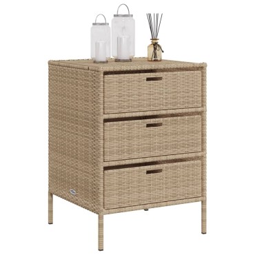 vidaXL Ντουλάπι Αποθήκευσης Κήπου Beige 55x59x80cm Συνθετικό Ρατάν