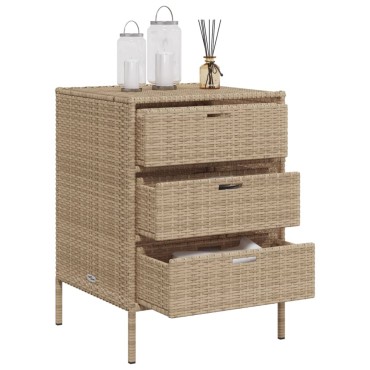 vidaXL Ντουλάπι Αποθήκευσης Κήπου Beige 55x59x80cm Συνθετικό Ρατάν