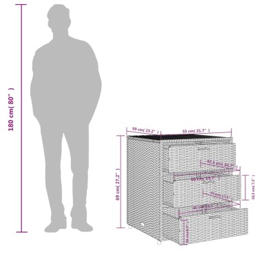 vidaXL Ντουλάπι Αποθήκευσης Κήπου Καφέ 55x59x69cm Συνθετικό Ρατάν