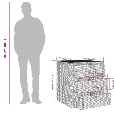 vidaXL Ντουλάπι Αποθήκευσης Κήπου Καφέ 55x59x69cm Συνθετικό Ρατάν