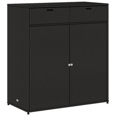 vidaXL Ντουλάπι Αποθήκευσης Κήπου Μαύρο 105x55x113cm από Συνθ. Ρατάν