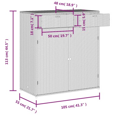 vidaXL Ντουλάπι Αποθήκευσης Κήπου Μαύρο 105x55x113cm από Συνθ. Ρατάν