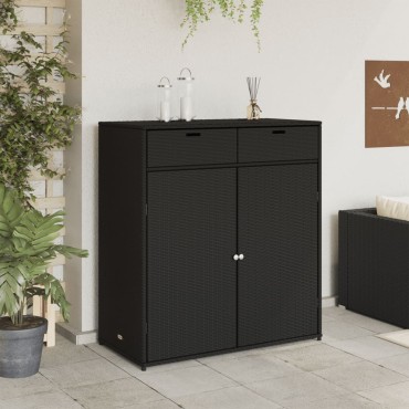 vidaXL Ντουλάπι Αποθήκευσης Κήπου Μαύρο 105x55x113cm από Συνθ. Ρατάν
