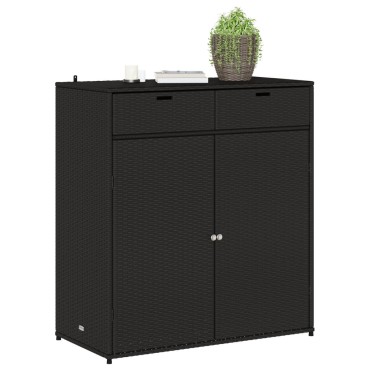 vidaXL Ντουλάπι Αποθήκευσης Κήπου Μαύρο 105x55x113cm από Συνθ. Ρατάν