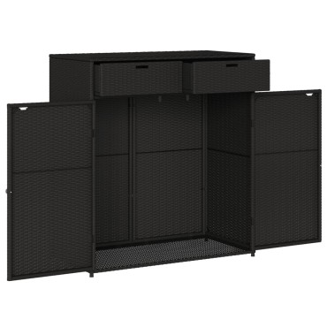 vidaXL Ντουλάπι Αποθήκευσης Κήπου Μαύρο 105x55x113cm από Συνθ. Ρατάν