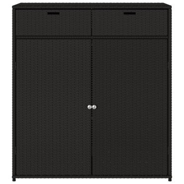 vidaXL Ντουλάπι Αποθήκευσης Κήπου Μαύρο 105x55x113cm από Συνθ. Ρατάν