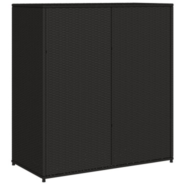 vidaXL Ντουλάπι Αποθήκευσης Κήπου Μαύρο 105x55x113cm από Συνθ. Ρατάν