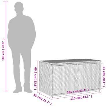 vidaXL Ντουλάπι Αποθήκευσης Κήπου Καφέ 110x55x60,5cm Συνθετικό Ρατάν