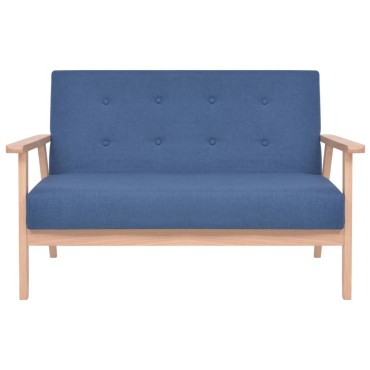 vidaXL Σετ Σαλονιού 3 τεμ. Μπλε Υφασμάτινο 64,5x67x73,5cm  Διθέσιος Τριθέσιος