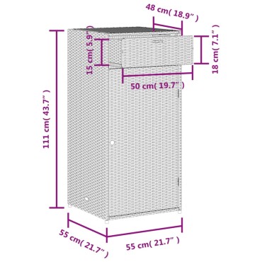 vidaXL Ντουλάπι Αποθήκευσης Κήπου Beige 55x55x111cm Συνθετικό Ρατάν