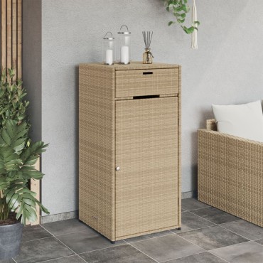 vidaXL Ντουλάπι Αποθήκευσης Κήπου Beige 55x55x111cm Συνθετικό Ρατάν