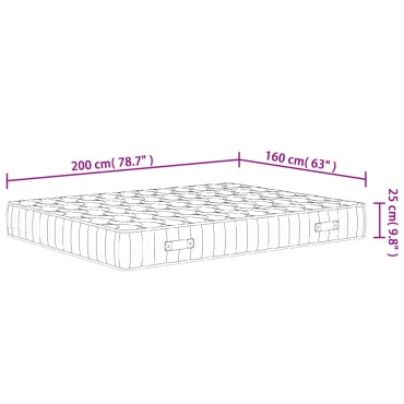 vidaXL Στρώμα με Pocket Springs Μεσαία Σκληρότητα 160x200cm 1 τεμ. - Διπλό