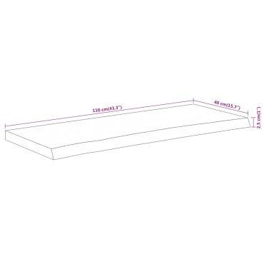 vidaXL Επιφάνεια Τραπεζιού Ορθογώνια 110x40x2,5cm Μασίφ Ξύλο Ακακίας 1 τεμ.