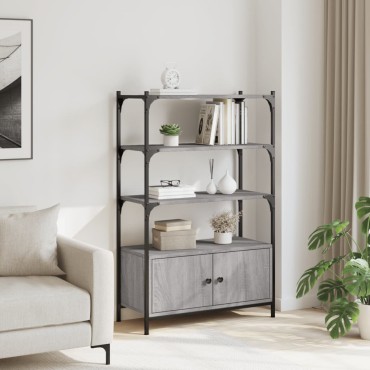 vidaXL Βιβλιοθήκη 3 Επιπέδων Γκρι Sonoma 70x30x109,5cm Επεξεργ. Ξύλο 1 τεμ.