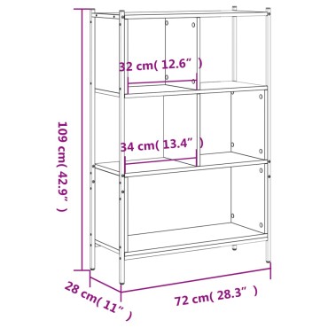 vidaXL Βιβλιοθήκη Καπνιστή Δρυς 72x28x109cm από Επεξεργασμένο Ξύλο 1 τεμ.