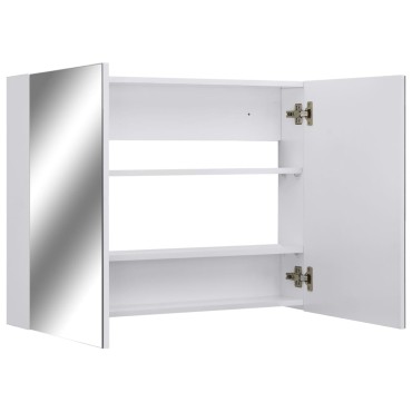 vidaXL Καθρέφτης Μπάνιου με Ντουλάπι Λευκό 80x15x60cm από MDF 1 τεμ.