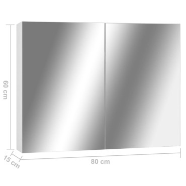 vidaXL Καθρέφτης Μπάνιου με Ντουλάπι Λευκό 80x15x60cm από MDF 1 τεμ.
