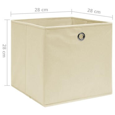 vidaXL Κουτιά Αποθήκευσης 10 τεμ. Κρεμ 28x28x28εκ Ύφασμα Non-woven