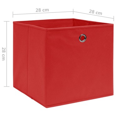 vidaXL Κουτιά Αποθήκευσης 10τεμ Κόκκινα 28x28x28εκ Ύφασμα Non-woven