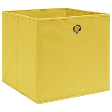 vidaXL Κουτιά Αποθήκευσης 10 τεμ. Κίτρινα 28x28x28 εκ.Ύφασμα Non-woven